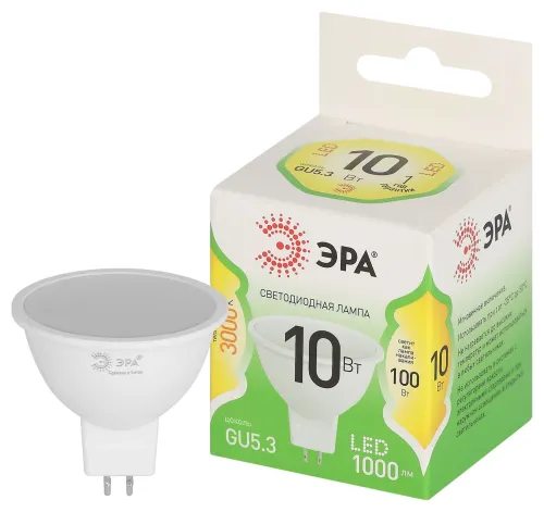Лампа светодиодная GREEN LINE MR16-10W-830-GU5.3 GL GU5.3 10Вт софит свет тепл. Эра Б0066983