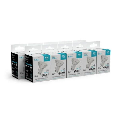 Лампа светодиодная Basic 6Вт MR16 софит 4000К нейтр. бел. GU10 530лм GAUSS 10106262