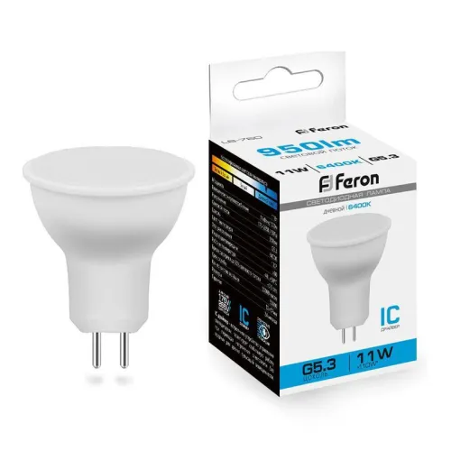 Лампа светодиодная LB-760 11Вт MR16 6400К G5.3 230В FERON 38139