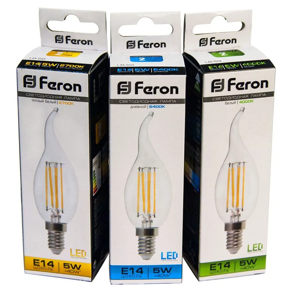 Лампа светодиодная LB-59 5Вт 4000К E14 230В FERON 25576