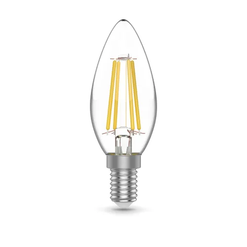 Лампа светодиодная филаментная LED 4.5 Вт 400 лм 2700К свеча теплый E14 AC 220В прозрачная колба Bas