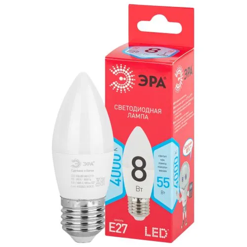 Лампа светодиодная RED LINE LED B35-8W-840-E27 R E27 / Е27 8 Вт свеча нейтральный белый свет | Б0050