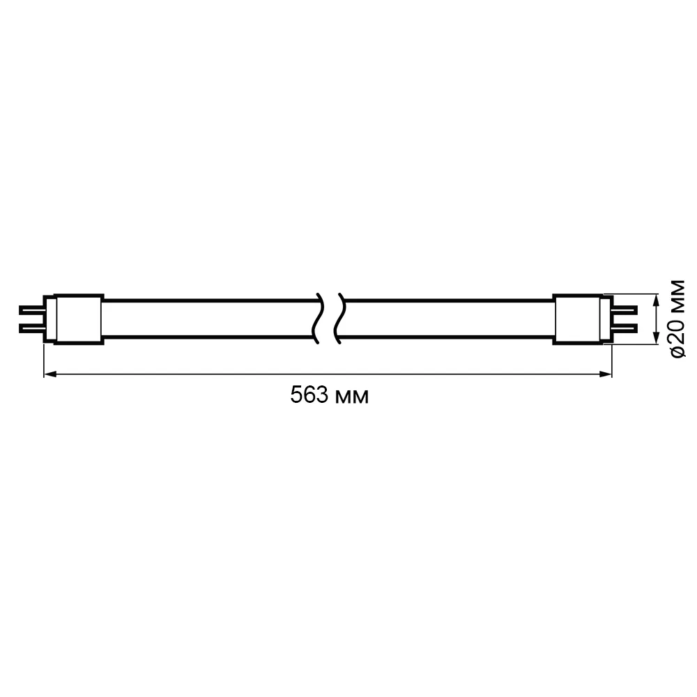 Лампа светодиодная трубчатая PLED T5 - 600GL 8w FROST 6500K 230V/50Hz (стекло) | .5016040 | Jazzway