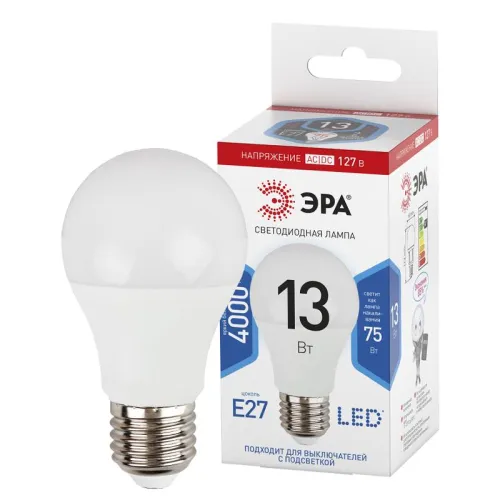 Лампа светодиодная LED A60-13W-127V-840-E27 (диод, груша, 13Вт, 127В, нейтр, E27) (10/100/2000) | Б0