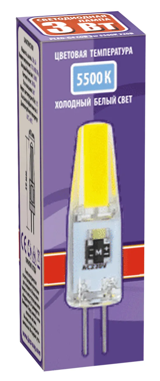Лампа светодиодная LED 3Вт G4 220В 5500К PLED-G4 COB капсульная | 2857477 | Jazzway