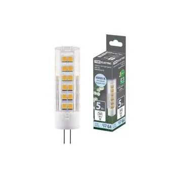 Лампа светодиодная G4-5 Вт-AC/DC 12 В-4000 К, SMD, 16x57 мм | SQ0340-0214 | TDM