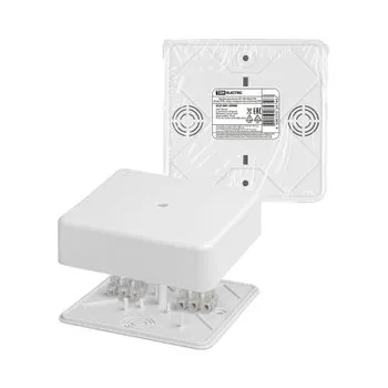 Коробка распаячная КР 100x100x29 ОП белая, IP40, с клем. колодкой