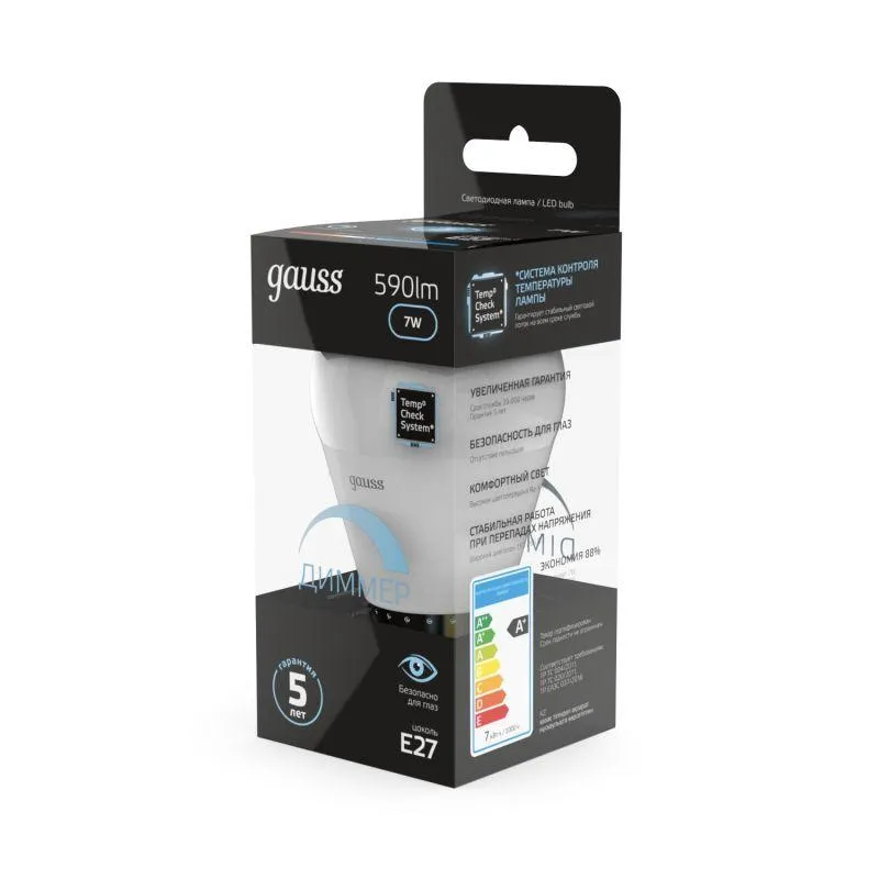 Лампа светодиодная 7 Вт E27 4100 K 590 Lm 240 град. Gauss 105102207-D