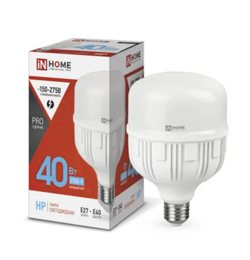 Лампа светодиодная высокомощная LED-HP-PRO 40Вт цилиндр 6500К холод. бел. E27 3800лм 230В с адаптеро