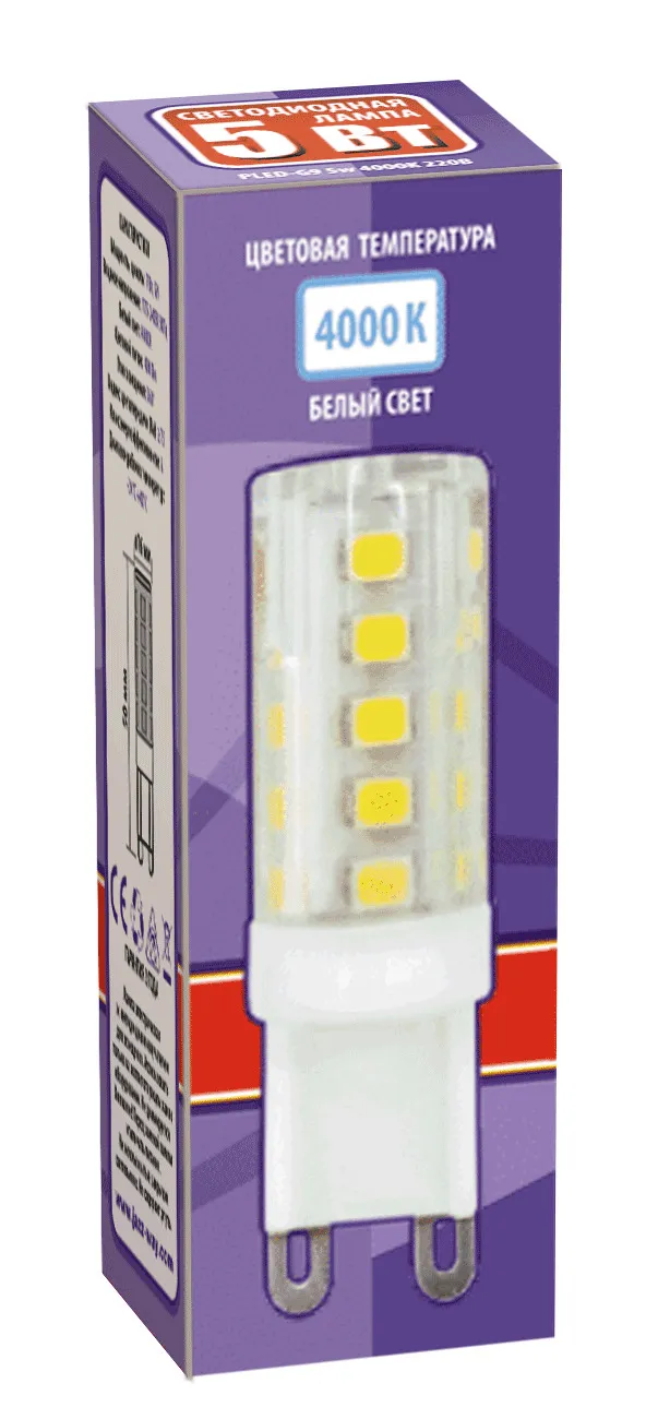 Лампа светодиодная LED 5Вт G9 220В 4000К PLED-G9 капсульная | 1032133B | Jazzway