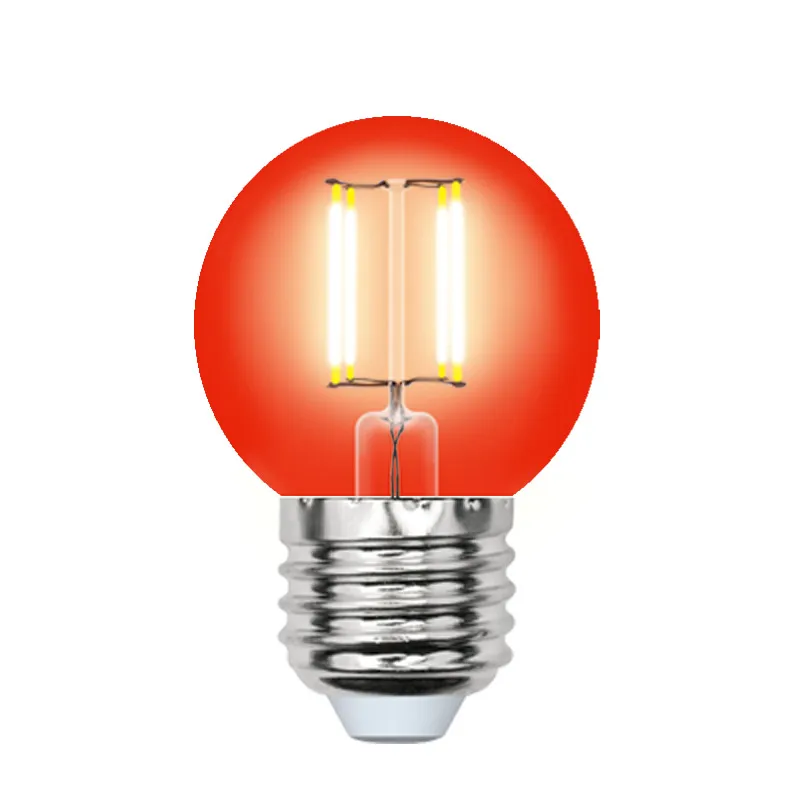 Лампа светодиодная LED-G45-5W/RED/E27 GLA02RD форма "шар" Air color красн. упак. картон Uniel UL-000