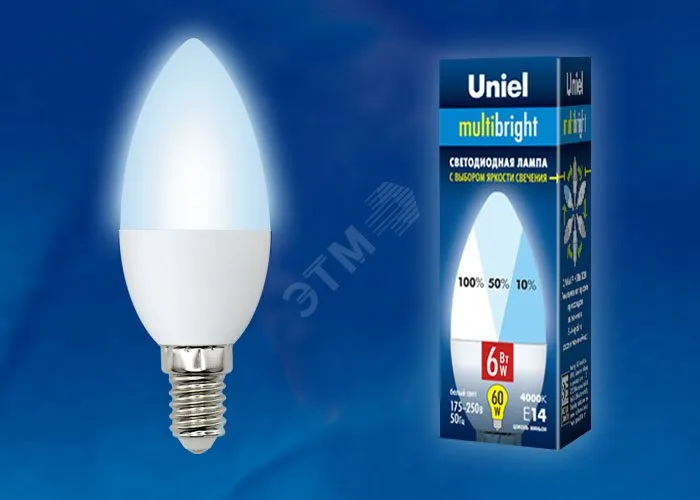 Лампа светодиодная LED-C37-6W/NW/E14 /FR/MB PLM11WH Multibright 6Вт свеча матовая 4000К нейтр. бел. 