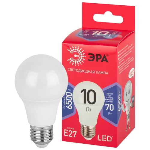 Лампа светодиодная ЭКО LED A60-10W-865-E27 R (диод, груша, 10Вт, хол, E27) | Б0045324 | ЭРА