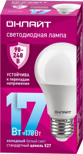 Лампа ОНЛАЙТ OLL-А60-17-230-6.5К-Е27-PROMO 90404