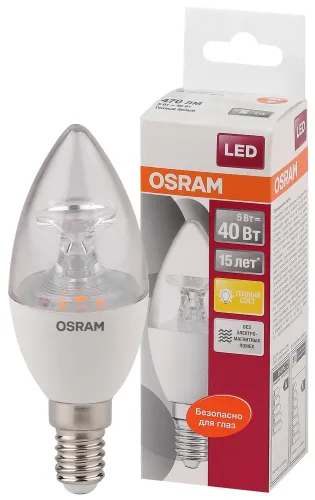 Лампа светодиодная LS CLB40 5W/827 230V CL E14 10X1 RUOSRAM | 4058075318120 | LEDVANCE