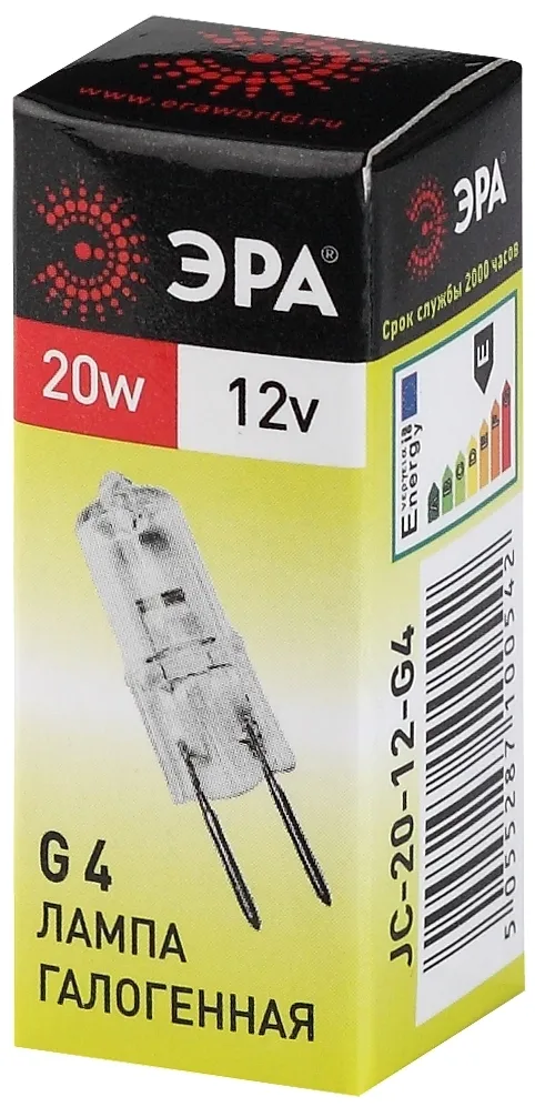 Лампа галогенная G4-JC-20W-12V ЭРА C0027369
