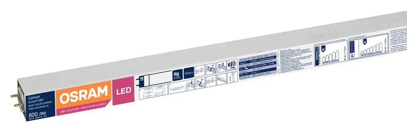 Лампа светодиодная трубчатая SubstiTUBE Basic 9W, G13, двухстороннее прямое включение ST8B-0.6M 9W/8