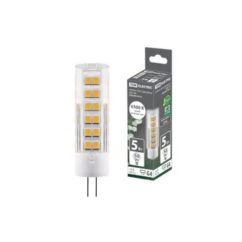 Лампа светодиодная G4-5 Вт-AC/DC 12 В-6500 К, SMD, 16x57 мм | SQ0340-0215 | TDM