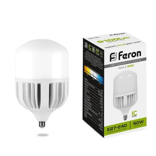 Лампа светодиодная LB-65 50Вт T100 4000К E27-E40 230В FERON 25820