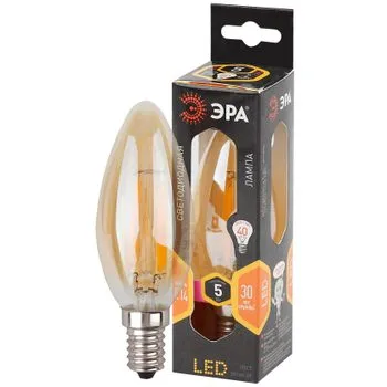 Лампа светодиодная F-LED B35-5W-827-E14 gold Лампы СВЕТОДИОДНЫЕ F-LED ЭРА (филамент, свеча золот., 5