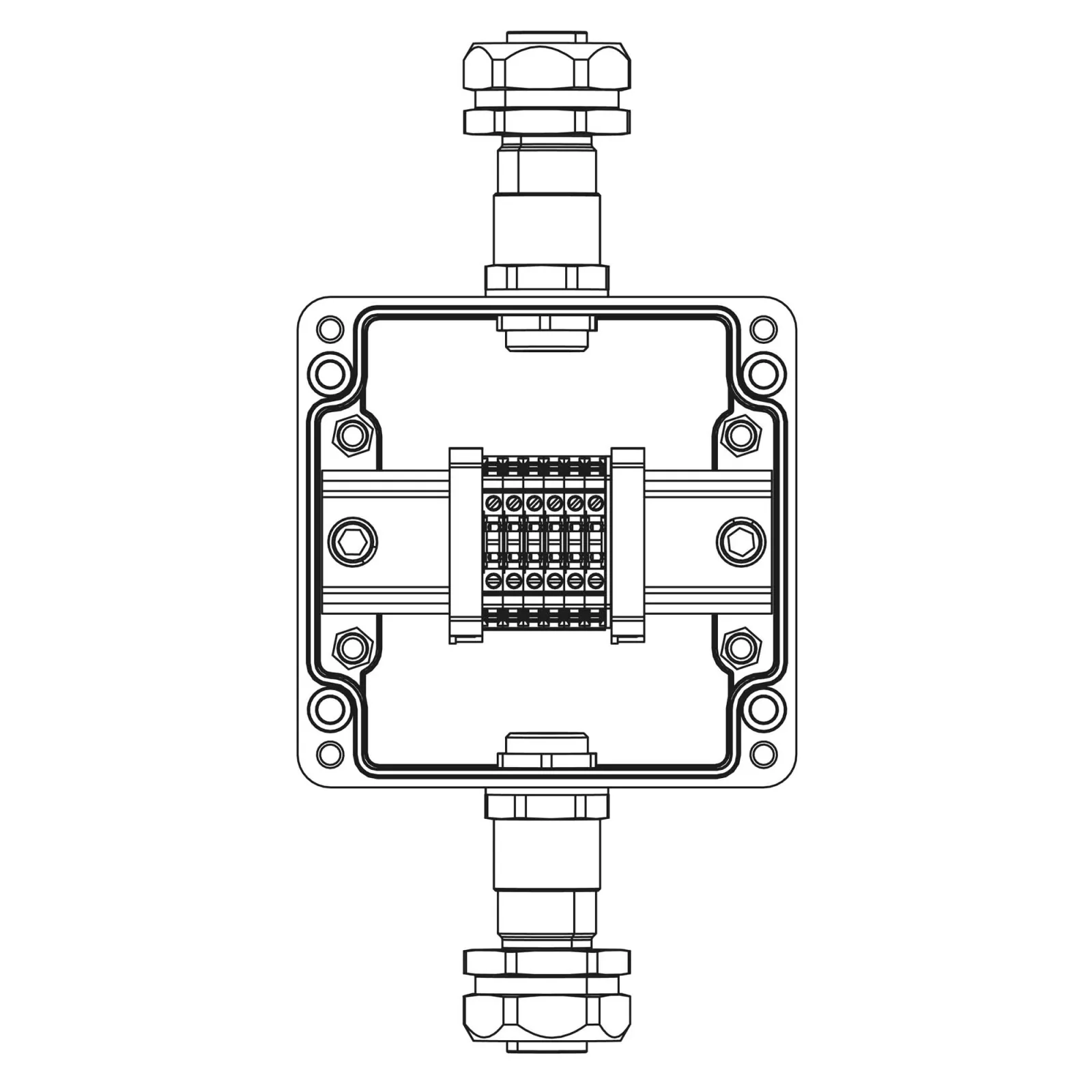 Коробка взрывозащищенная клеммная из полиэстера TBE-P-03-(6xCBC.2)-1xKAEPM2MHK-20(A)-1xKAEPM2MHK-20(