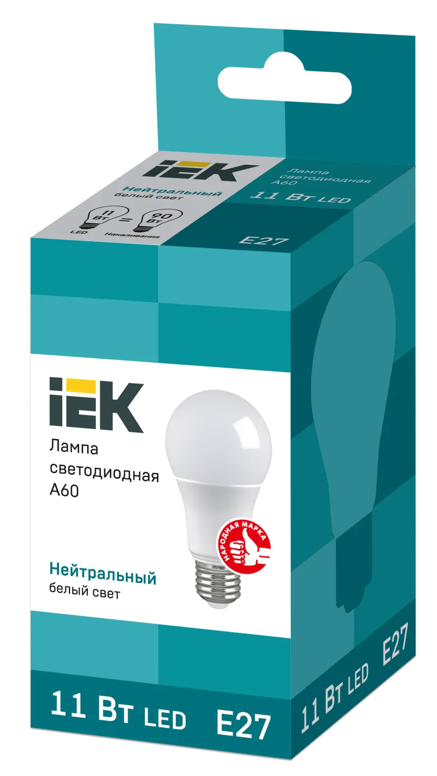 Лампа светодиодная Eco 11Вт A60 грушевидная 4000К нейтр. бел. E27 990лм 230-240В IEK LLE-A60-11-230-