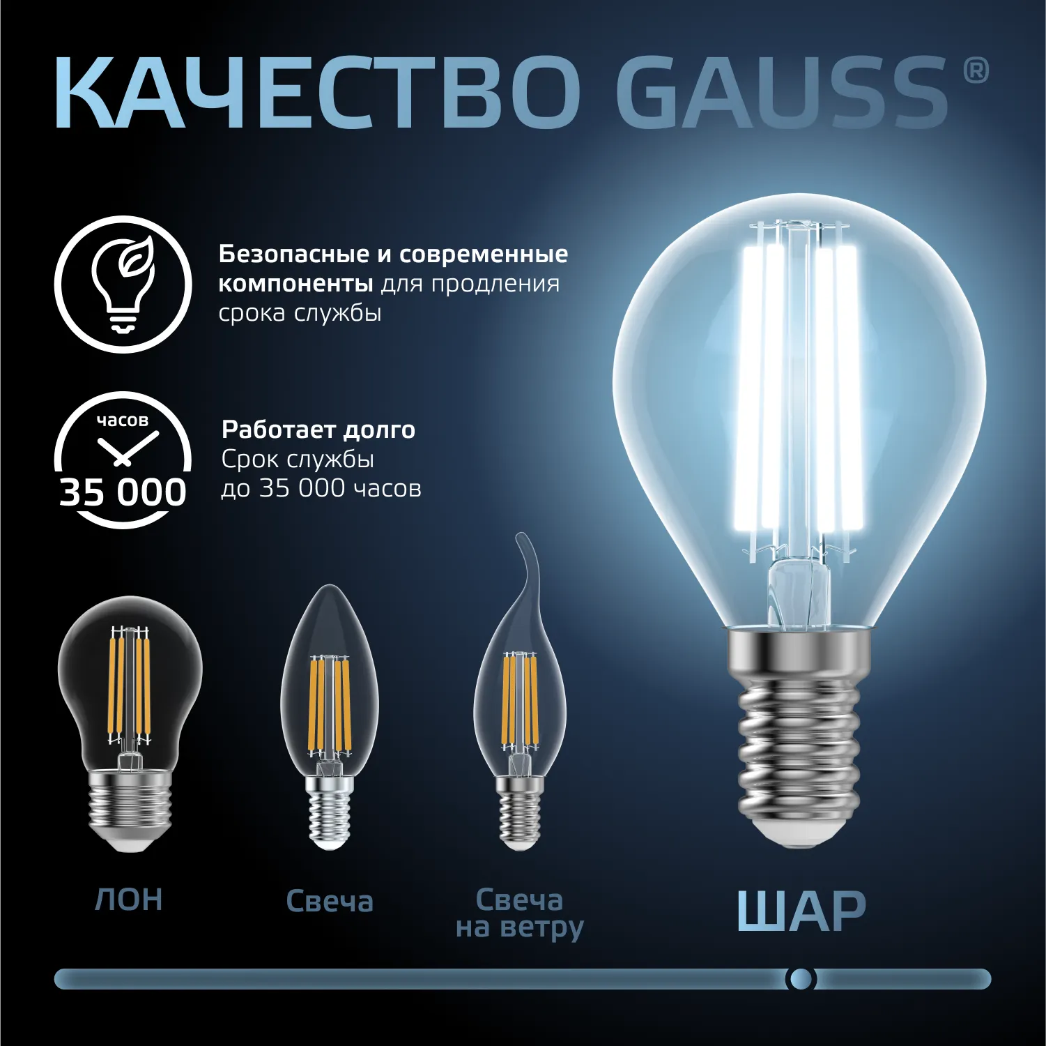 Лампа светодиодная филаментная Black Filament 13Вт P45 шар 4100К нейтр. бел. E14 1150лм GAUSS 105801