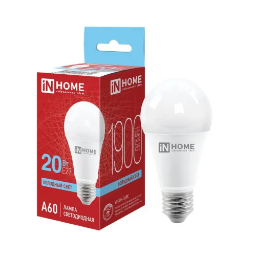 Лампа светодиодная LED-A60-VC 20Вт грушевидная 6500К холод. бел. E27 1900лм 230В IN HOME 46906120203