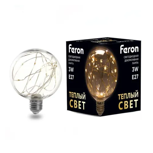 Лампа светодиодная LB-382 3Вт G95 шар 2700К E27 230В FERON 41677