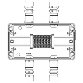 Коробка взрывозащищенная клеммная из алюминия TBE-A-14-(12xCBC.2)-2xKA2MHK(A)-2xKA2MHK(C)1Ex e IIC Т