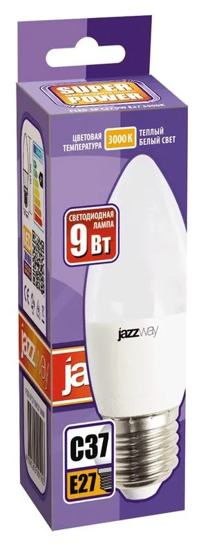 Лампа светодиодная LED 9Вт E27 230В 3000К PLED- SP C37 | 5001923A | Jazzway