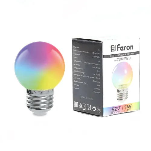 Лампа светодиодная LED 3вт Е27 RGB быстрая смена цвета шар G60