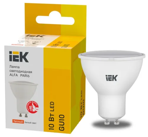 Лампа LED ALFA PAR16 софит 10Вт 230В 3000К GU10 (6шт)IEK LLA-PAR16-10-230-3-GU10-6
