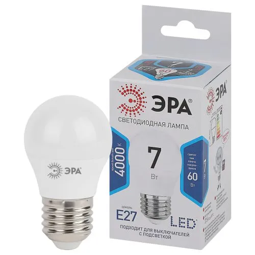 Лампа светодиодная LED 7Вт Е27 220В 4000К smd P45 шар | Б0020554 | ЭРА