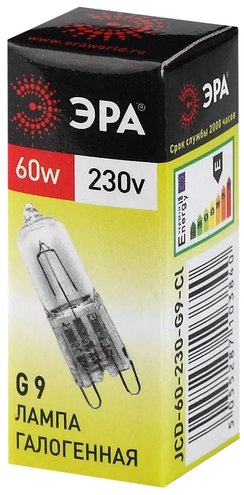 Лампа галогенная G9-JCD-60-230V-Cl 60Вт капсула G9 230В Эра C0027370