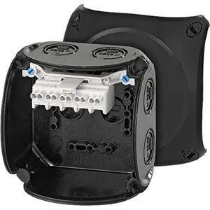 Коробка распределительная ОП 104х104х70мм IP66/67 с клемм. KF 0402 B черн. HENSEL 62000048
