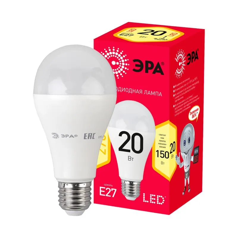 Лампа светодиодная RED LINE LED A65-20W-827-E27 R E27 20Вт груша | Б0050687 | ЭРА
