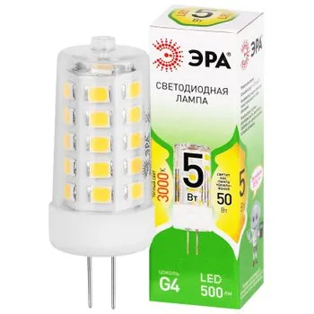 Лампа светодиодная GREEN LINE LED G4-JC-5W-830-12V GL G4 5Вт капсула тепл. бел. ЭРА Б0067190