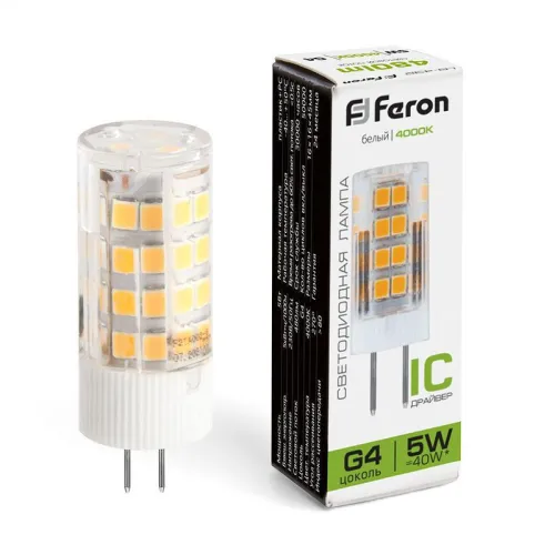 Лампа светодиодная LB-432 5Вт JCD 4000К G4 230В FERON 25861