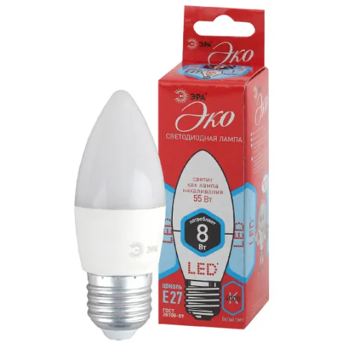 Лампа LED В35-10w-840-Е27 ЭРА ECO (731915)