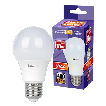 Лампа светодиодная 18 Вт E27 3000 K 1600 Lm 230 град PLED Power JAZZWAY .5006188A