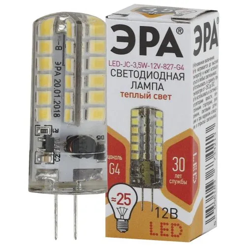 Лампа светодиодная  JC-3,5W-12V-827-G4 (диод, капсула, 3,5Вт, тепл, G4) | Б0033195 | ЭРА