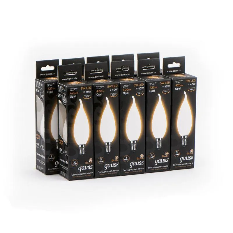 Лампа светодиодная филаментная Black Filament 5Вт свеча на ветру матовая 2700К тепл. бел. E14 420лм 