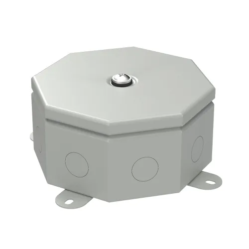 Коробка металлическая Октагон серая 130х130х63 (9 шт/кор)