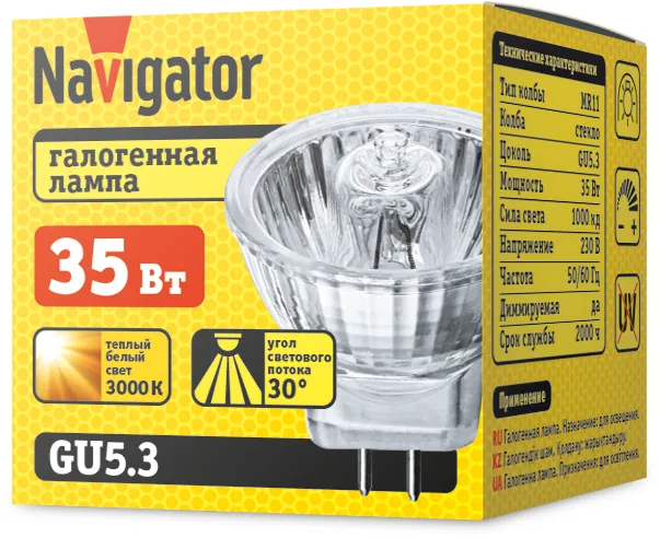 Лампа галогенная 94 223 MR11 35Вт GU5.3 230В 2000h Navigator 94223