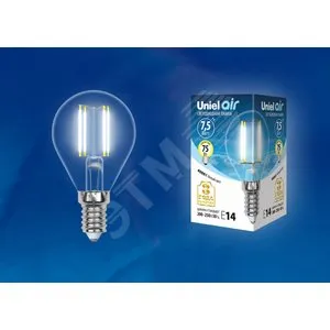 Лампа светодиодная LED-G45-7.5Вт/NW/E14/CL GLA01TR прозр. Uniel UL-00003254