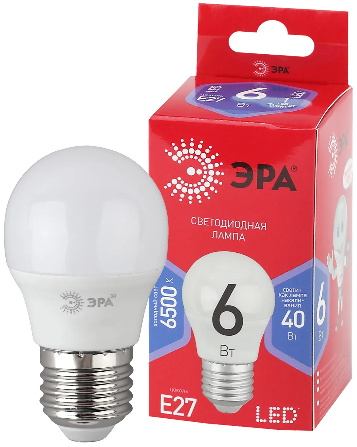 Лампа светодиодная RED LINE LED P45-6W-865-E27 R E27 / Е27 6Вт шар холодный дневной свет | Б0045357 