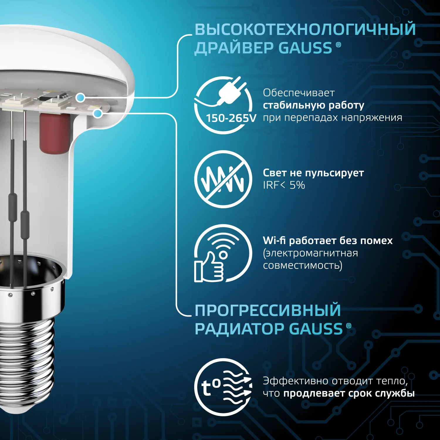Лампа светодиодная Black 4Вт R39 рефлектор 4100К нейтр. бел. E14 370лм GAUSS 106001204