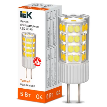 Лампа светодиодная CORN капсула 5Вт 230В 3000К керамика G4  | LLE-CORN-5-230-30-G4 | IEK