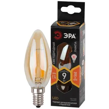 F-LED B35-9W-827-E14 gold филамент, свеча золот, 9Вт, тепл, E14